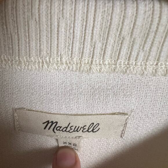 Madewell Jacquard Stripe Funnel Neck Top in Antique Cream Size XXS - Picture 14 of 14